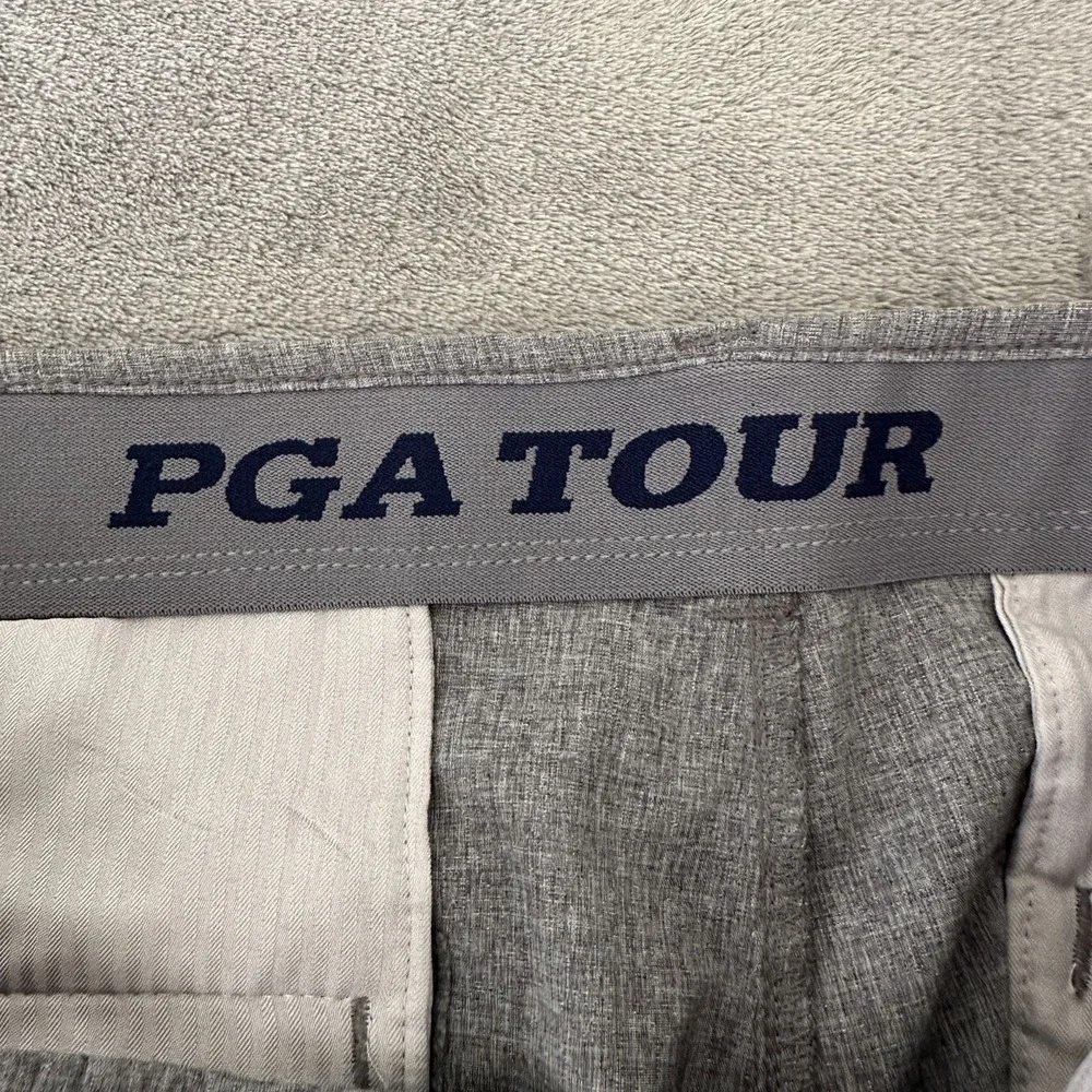 PGA Tour Golf Shorts Mens 36 Gray Stretch‎ Lightweight Flat Front Athleisure